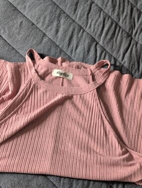 Haptics Women's Ribbed Pink Halter Tank Top